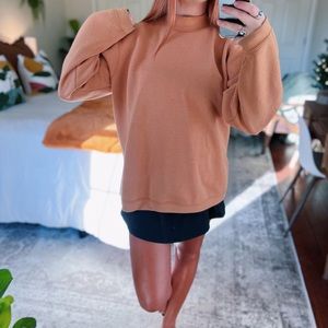Terracotta Mock Neck Pullover Sweatshirt